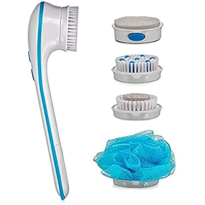 Spin Spa Body Shower Brush, Back Cleansing Massage Scrubber, 5 in 1 Electric Bath Spin Spa Massage Brush Kitï¼ˆBattery Not Includedï¼‰ - Image 1